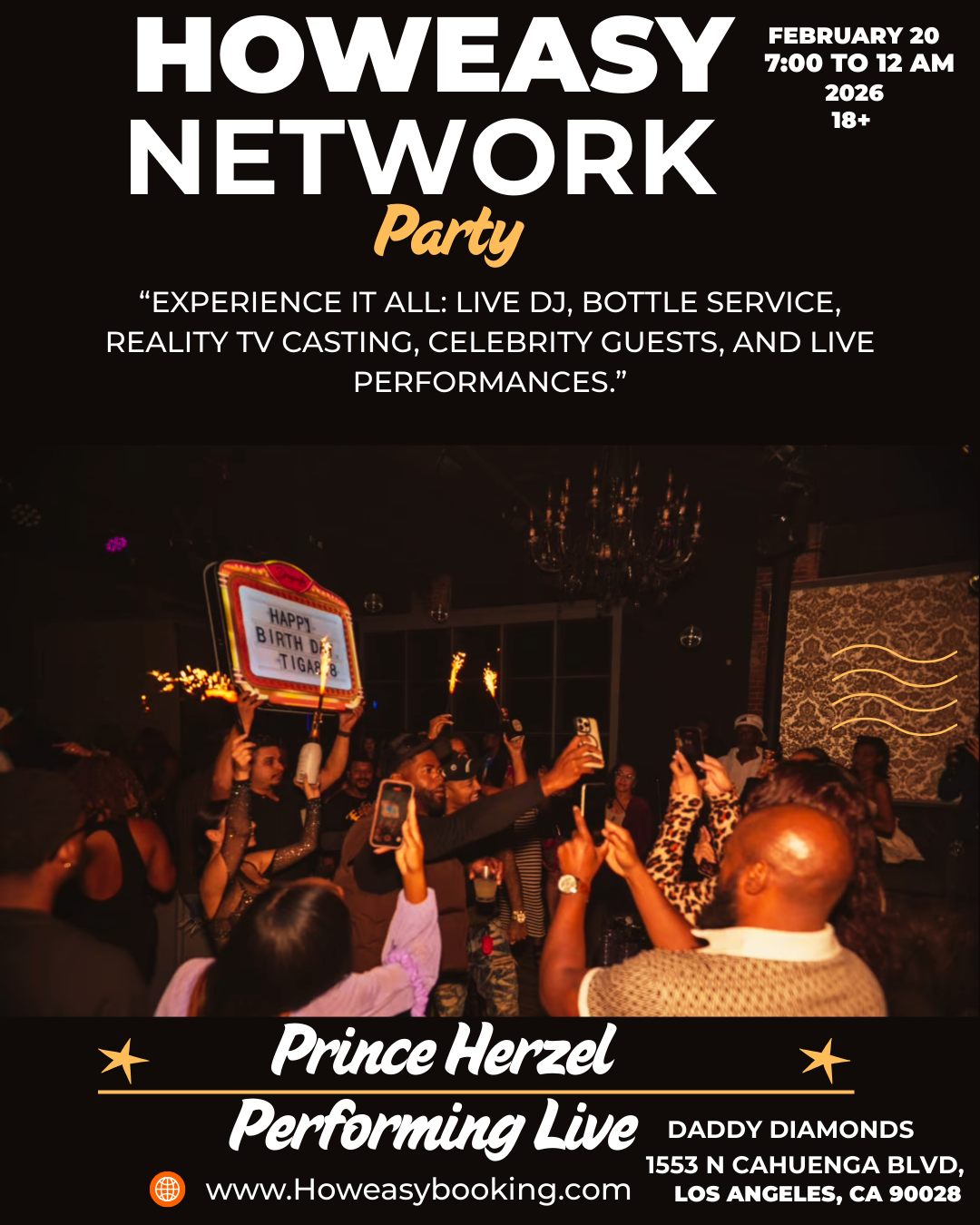 Howeasy Network Party — Live DJ, Celebrity Guests, Reality TV Casting & Prince Herzel Live | 18+